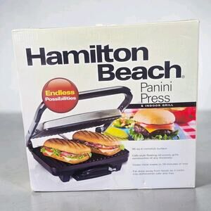 Hamilton Beach Panini Press Indoor Grill Stainless Steel Sandwich Maker New